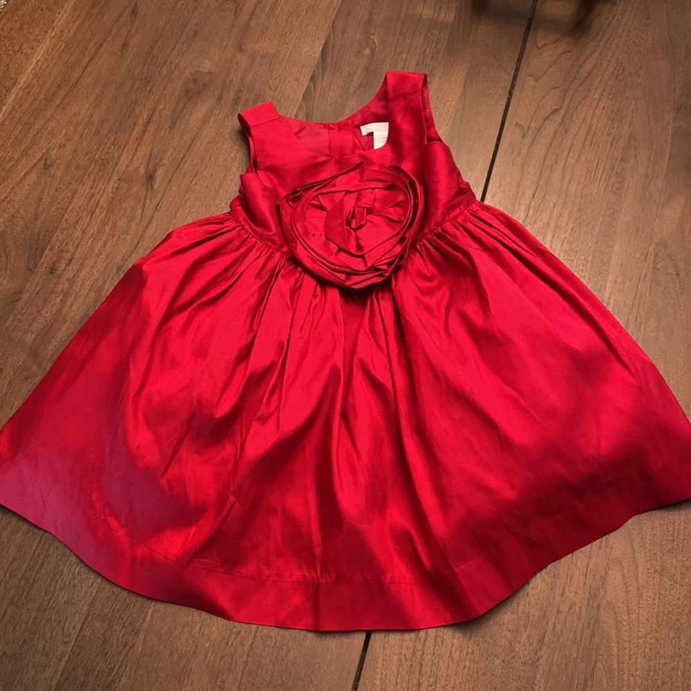 EUC janie and Jack silk holiday rosette dress